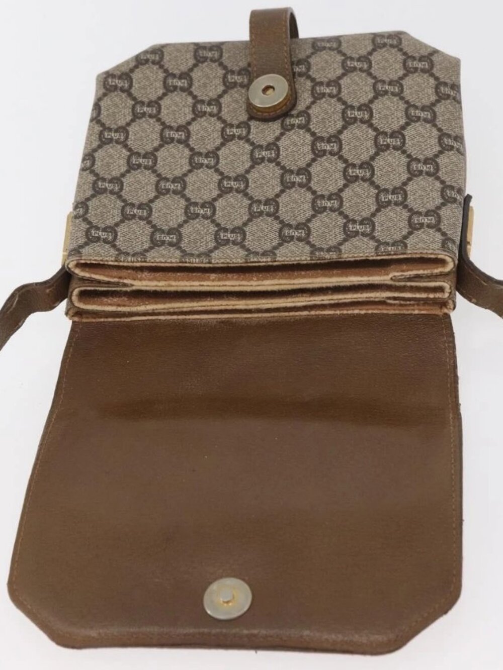 GUCCI GG Plus Supreme Shoulder Bag PVC Beige Gold Auth ka3753 - Picture 14 of 16